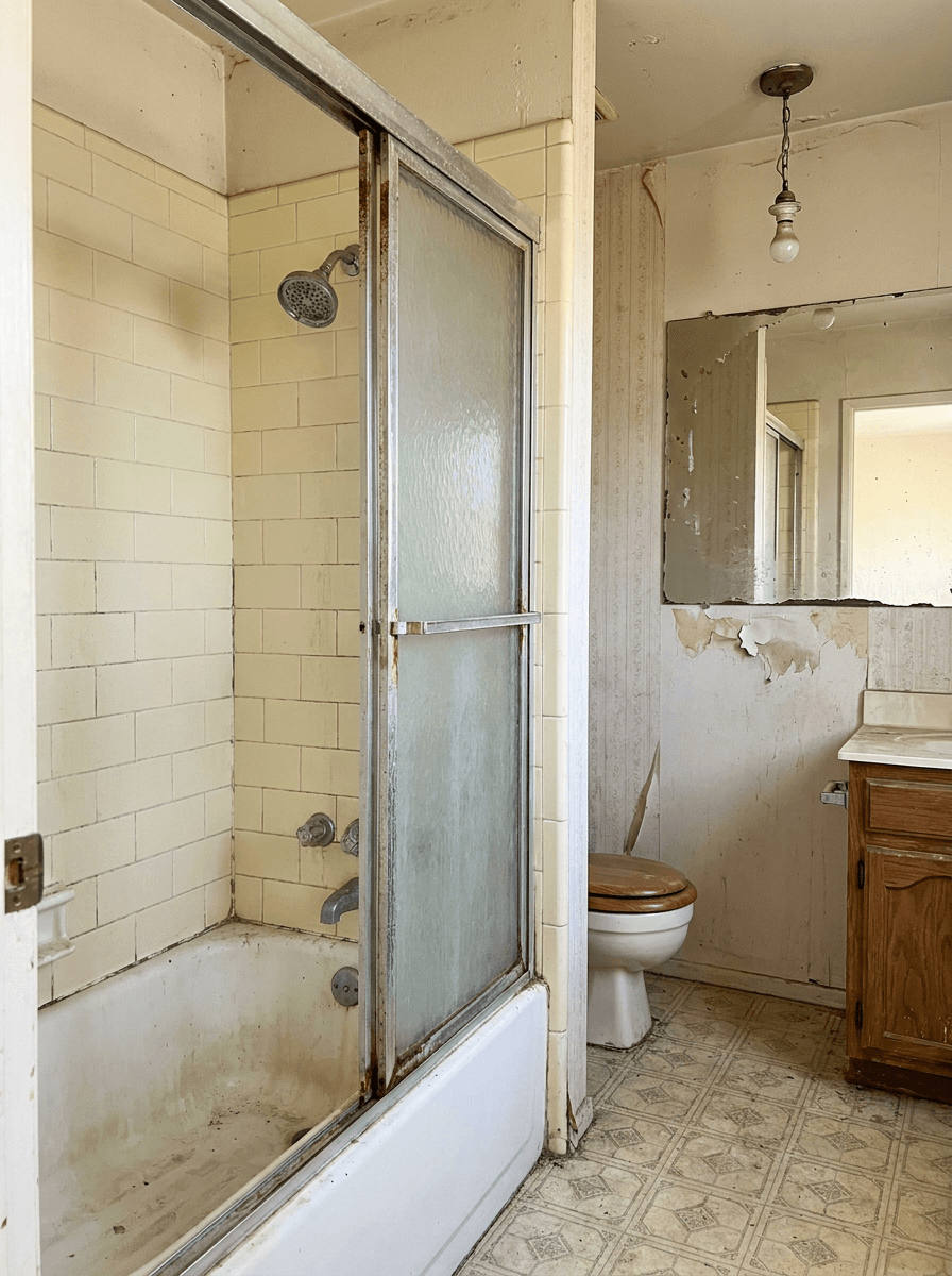 Rain Showerhead & Glass Door Upgrade — before remodel